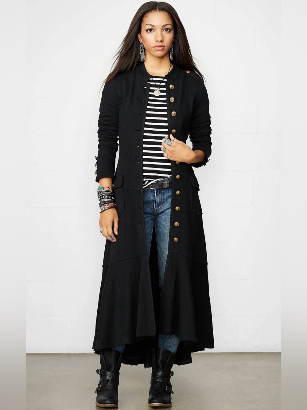 Denim & Supply Ralph Lauren Women's Black Medium Maxi Dress Coat NWT